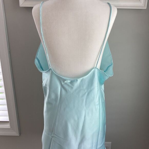 Vintage Belle Fleur Slip Aqua Short Sleeveless Nightie - Picture 7 of 12